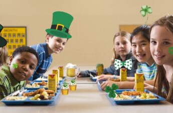 Children at lunch celebrating St Paddy's day
