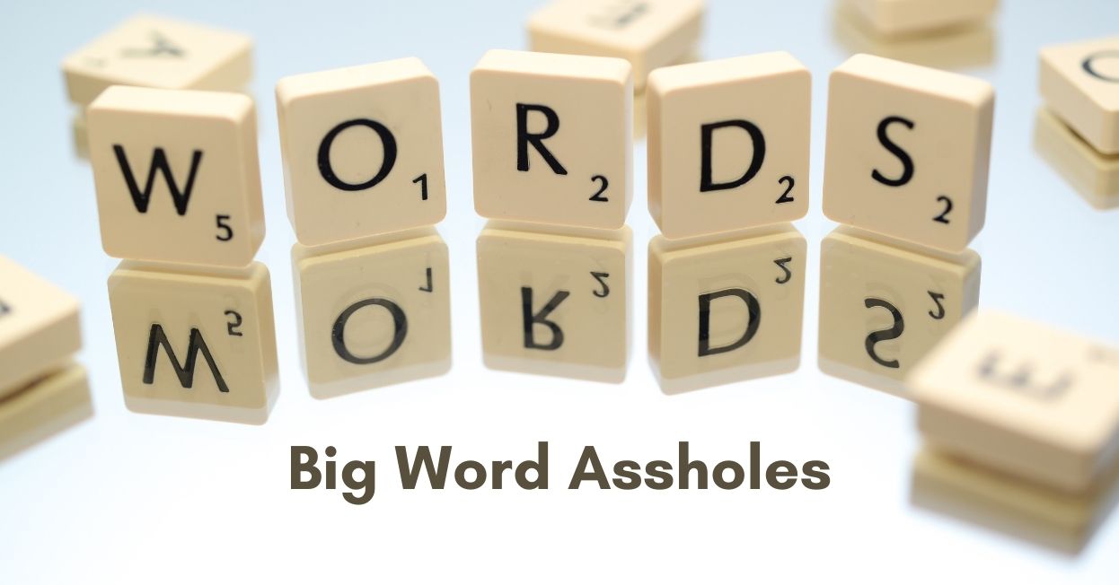 Scrabble pieces with words "Big Word Assholes"